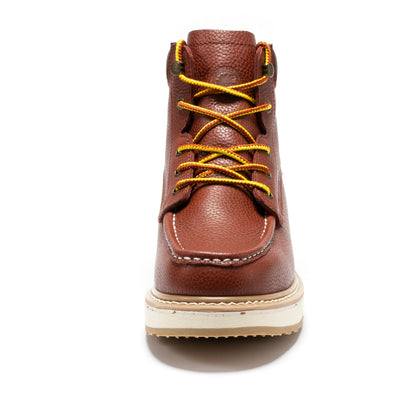 ROCKROOSTER Walker Men's 6 Inch Brown Soft Toe Wedge Work Boots SAP360
